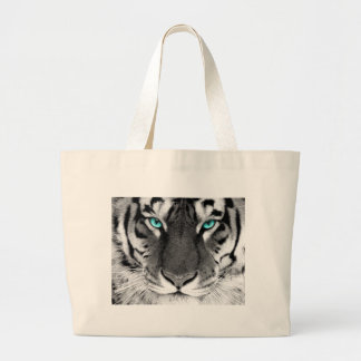 Black White Tiger Large Tote Bag