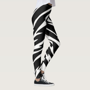 Black White Tiger Leggings - Animal Print Yoga Pan