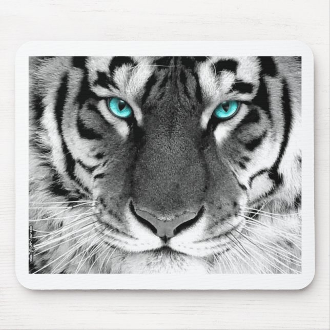 Black White Tiger Mouse Pad (Front)