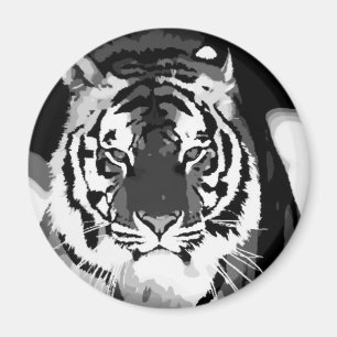 Black & White Tiger Pop Art Magnet