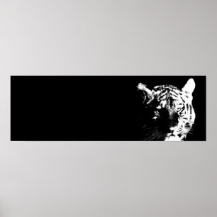 Black & White Tiger Pop Art Poster