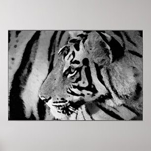Black & White Tiger Poster Print