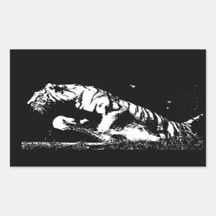 Black & White Tiger Rectangular Sticker