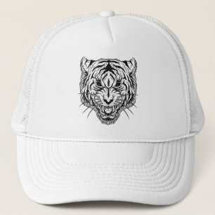 Black white tiger trucker hat