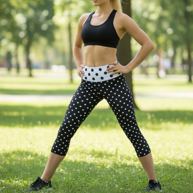 Black & White Tiny Polka Dot High Waisted Capris (Creator Uploaded)