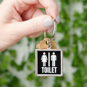 Black White Toilet Restroom Bathroom Men Woman Key Ring