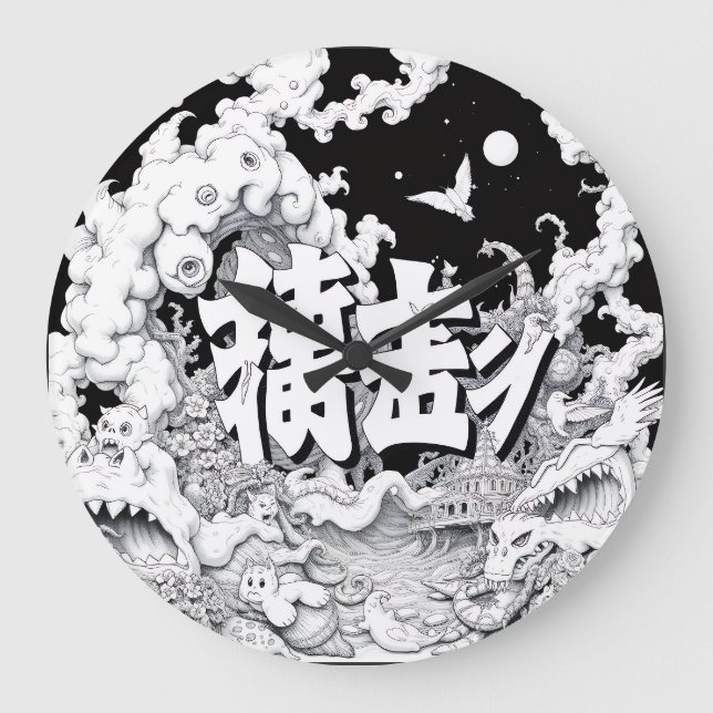 Black & White Tokyo Large Clock (Front)
