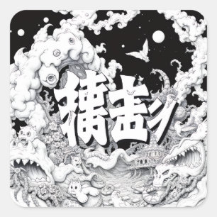 Black & White Tokyo Square Sticker