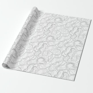 Black White Topographic Map pattern Wrapping paper