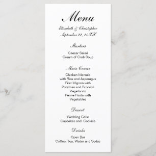 Black White Traditional Formal Classic Wedding  Menu