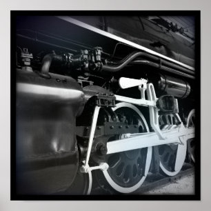 Black & White Train Poster