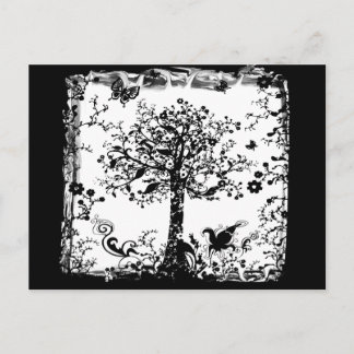 Black & White Tree Butterfly Silhouette Postcard