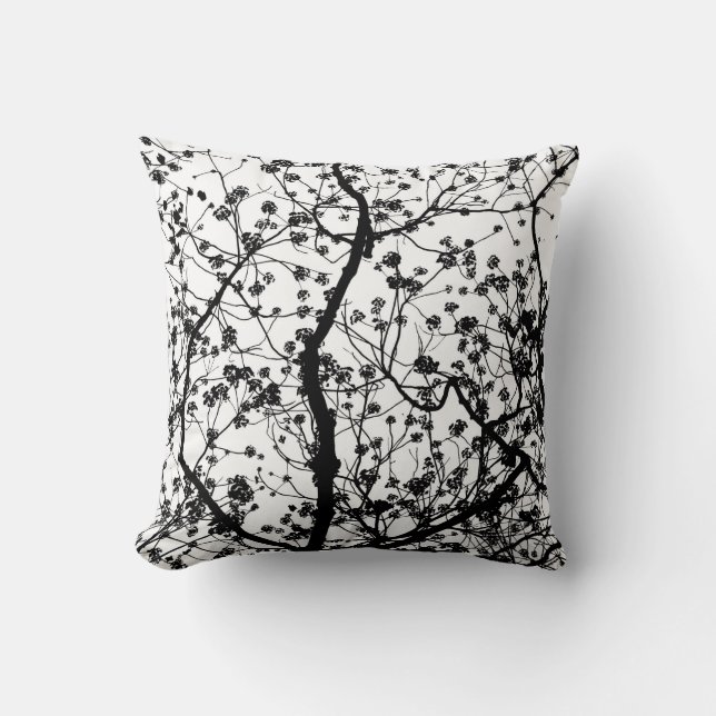 Black & White Tree Pattern Throw Pillow (Front)