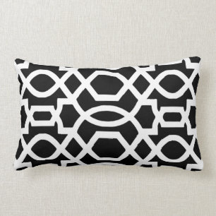 Black & White Trellis Print Throw Pillow