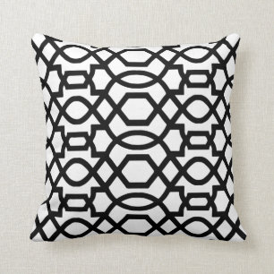 Black & White Trellis Print Throw Pillow