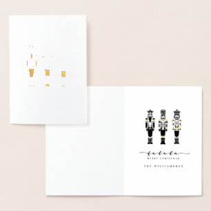 Black & White Trendy Abstract Nutcracker Christmas Foil Card