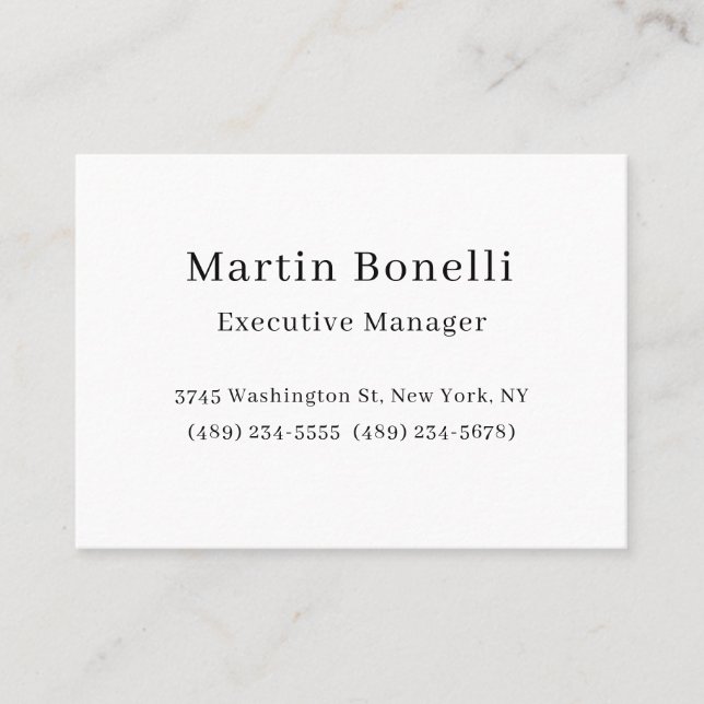 Black & White Trendy Minimal Plain Simple Calling Card (Front)