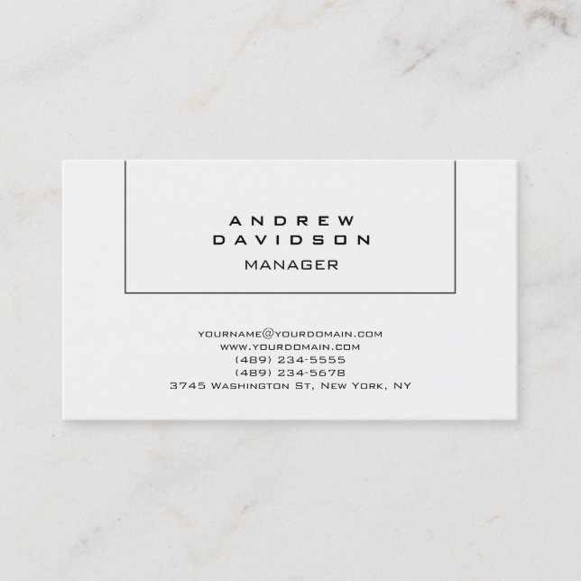 Black White Trendy Plain Business Card (Front)
