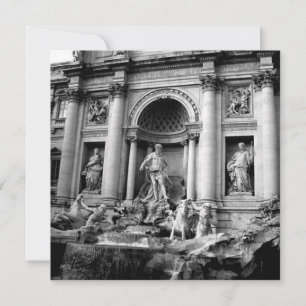Black White Trevi Fountain Rome Travel Photography Holiday Card