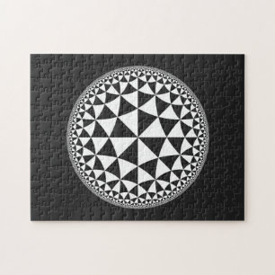 Black & White Triangle Filled Mandala Jigsaw Puzzle