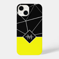 Black white triangle geometry neon yellow Monogram