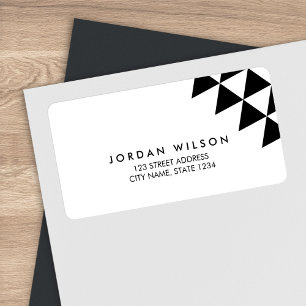 Black & White Triangle Modern Geometric Address Label