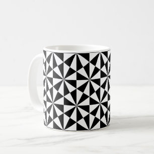 Black White Triangle Square Art Deco Retro Pattern Coffee Mug