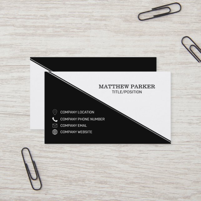 Black & White Triangles  Business Card (Front/Back In Situ)