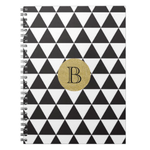 Black & White Triangles & Gold Glamour Chic Notebook