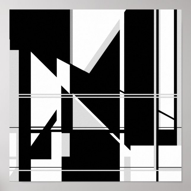 Black White Triangles in Abstract Labyrinth Design Poster (Front)