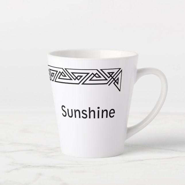 Black & White Triangles Personalised Latte Mug (Right)