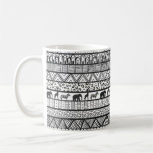 Black White Tribal African Pattern Coffee Mug