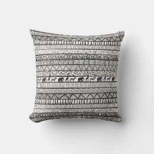 Black White Tribal African Pattern Cushion