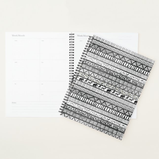 Black White Tribal African Pattern Planner (Display)