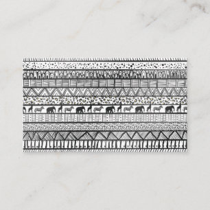 Black White Tribal African Pattern Trendy Design Business Card