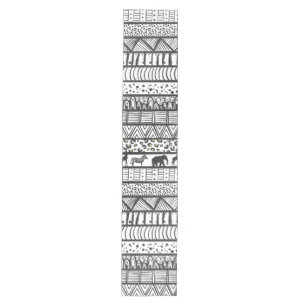 Black White Tribal African Pattern Trendy Design Medium Table Runner