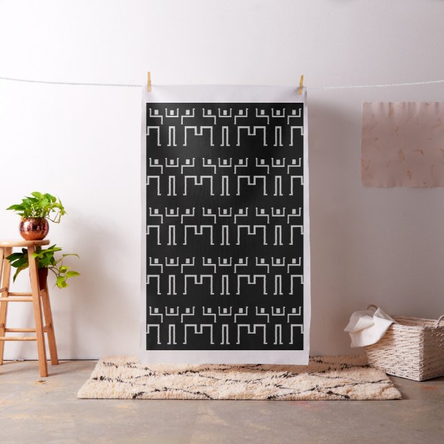 black white Tribal Dance African Pattern Textile Fabric (In Situ)