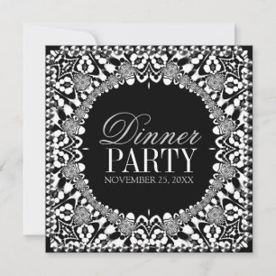 Black White Tribal Fusion Dinner Party Invitation