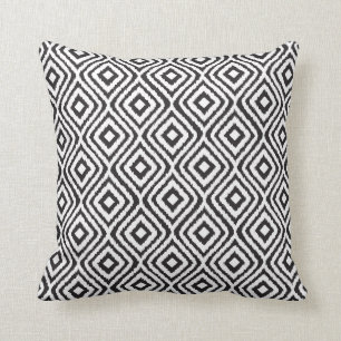 Black White Tribal Ikat Pattern Cushion
