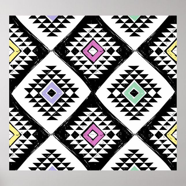 Black White Tribal Navajo Pattern Poster (Front)