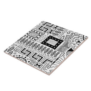 Black white Tribal pattern tile