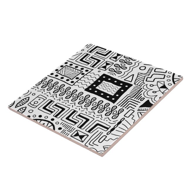Black white Tribal pattern tile (Side)