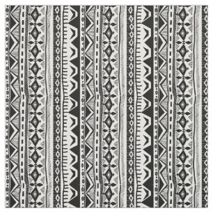 Black White Tribal stripe print Fabric