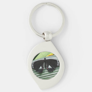 Black & White Tropical Butterfly Metal Key Ring