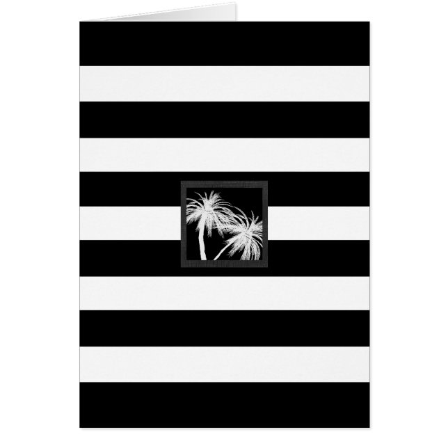 Black & White Tropical Palm Trees Modern Chic (Front)