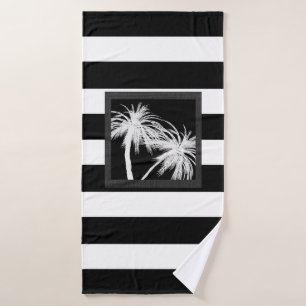Black & White Tropical Palm Trees Modern Chic Bath Towel Set
