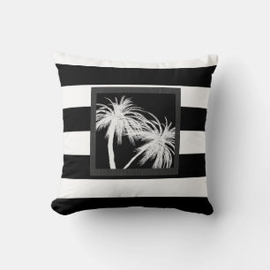 Black & White Tropical Palm Trees Modern Chic Cushion