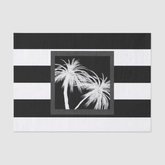 Black White Tropical Palm Trees Modern Chic Party Tissue Paper (Front)