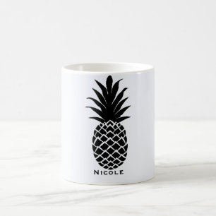 Black & White Tropical Pineapple Elegant Chic Coffee Mug