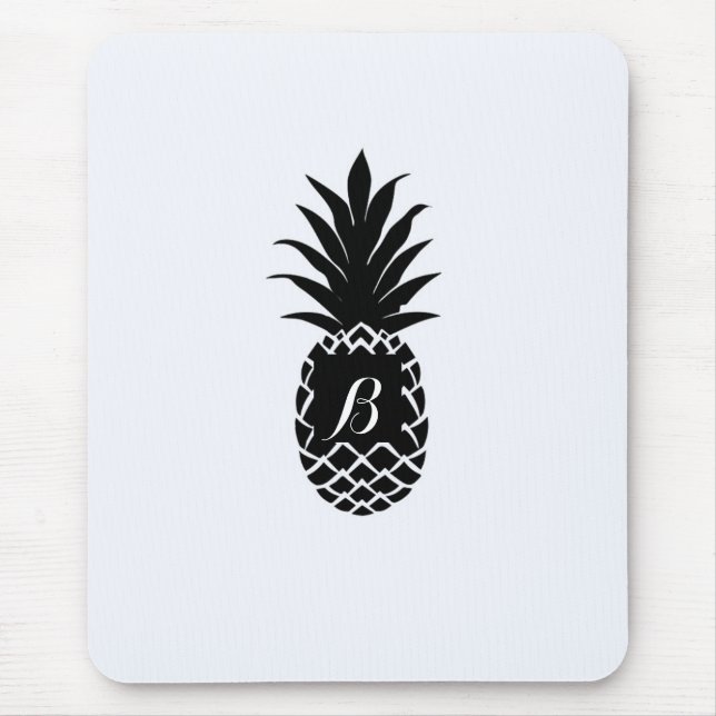 Black & White Tropical Pineapple Elegant Chic Mouse Pad (Front)